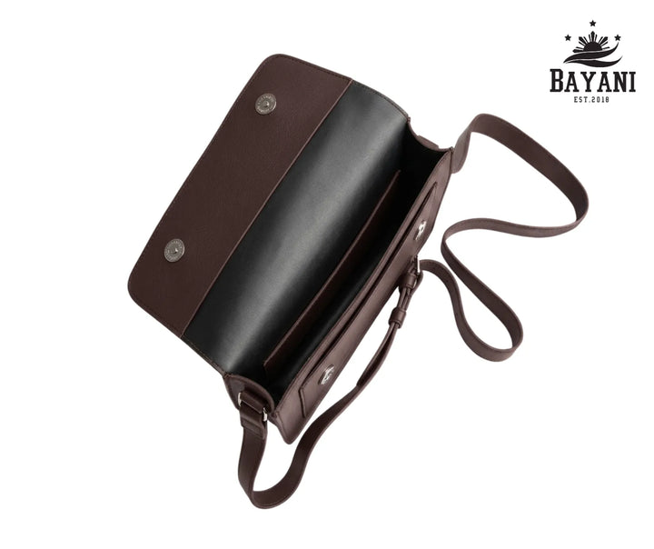 Open brown crossbody bag
