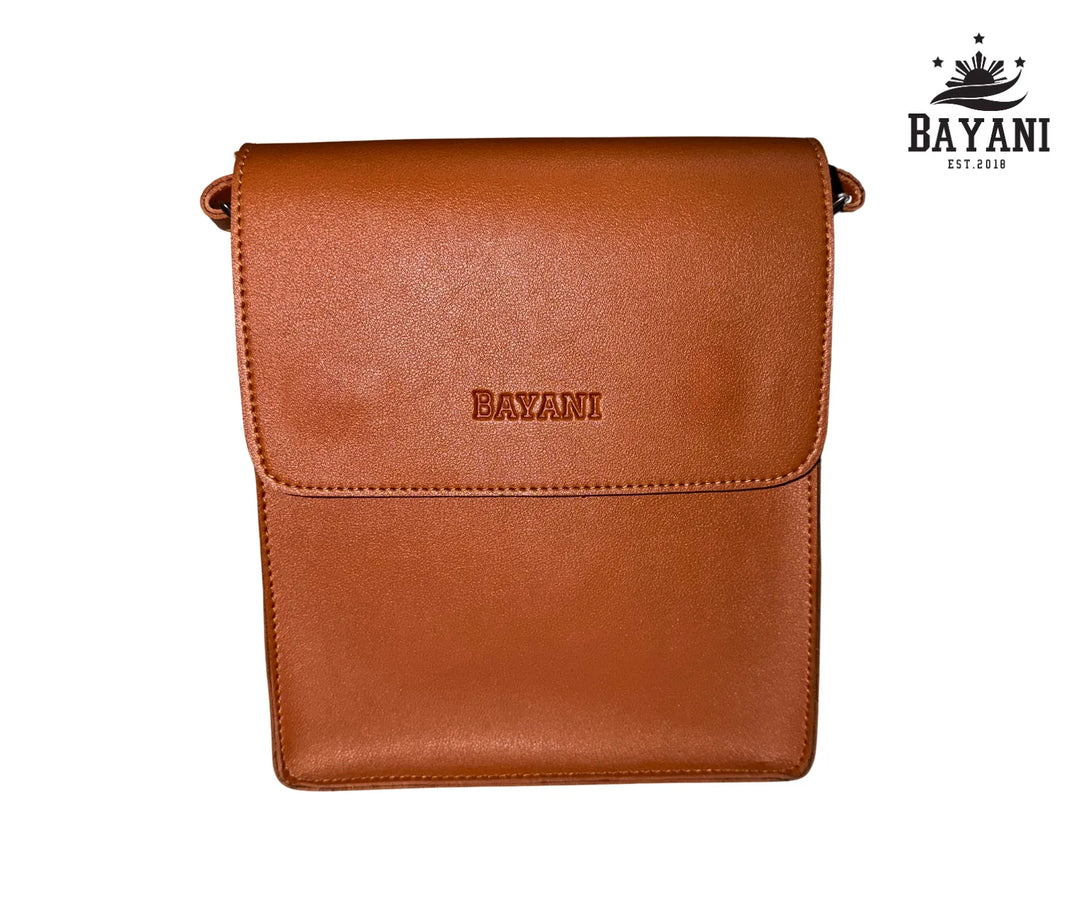 Brown leather crossbody bag with &