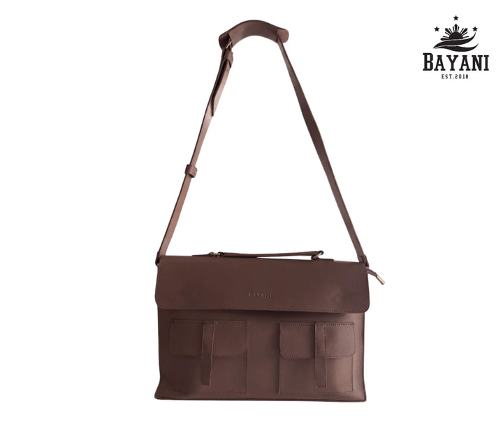 Brown laptop bag with strap
