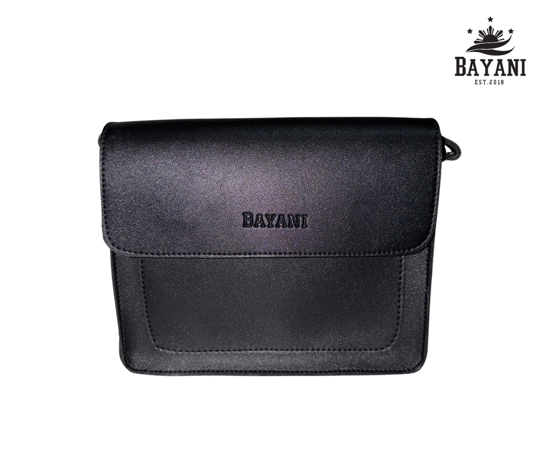 Black handbag with 'Bayani' branding on a white background
#color_black