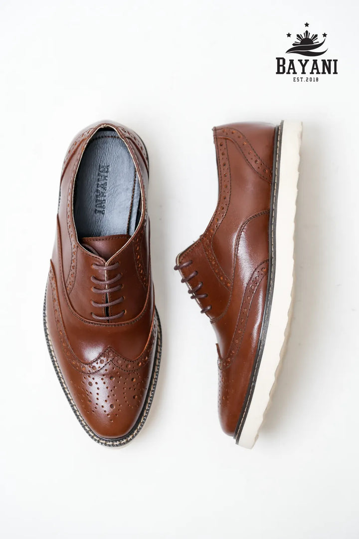 Brown leather shoes with &