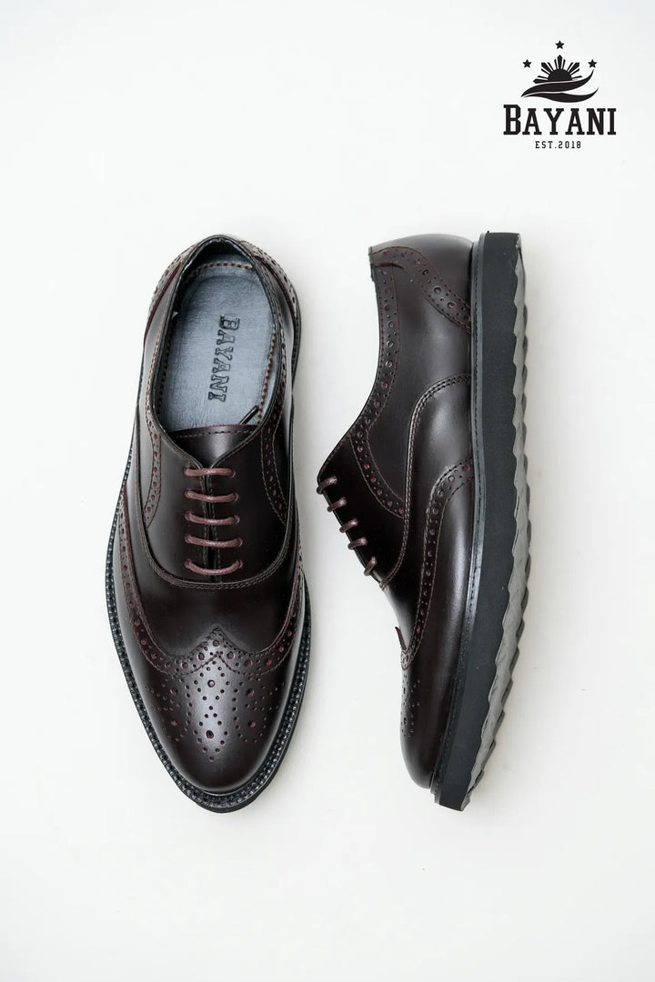Brown leather shoes with &
