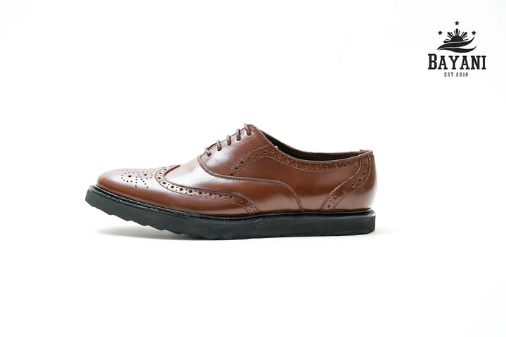 Brown leather shoe with &